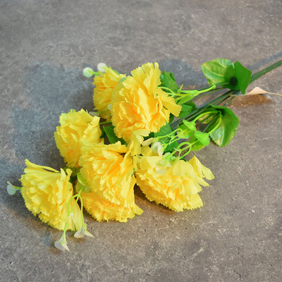 Цветы искусственные "Букет Гвоздик" 34см 7 цветков желтые