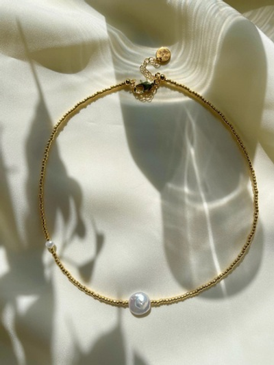 Чокер Монетка из жемчуга на бисере