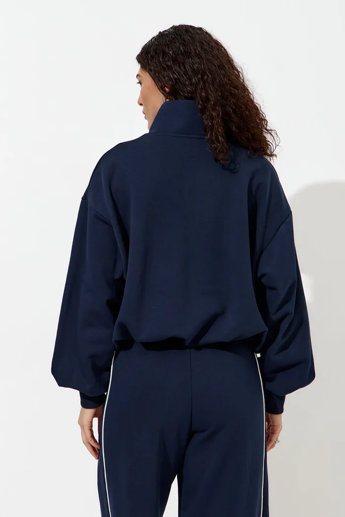 Олимпийка с короткой молнией "Âme Sirène" цвета нейви