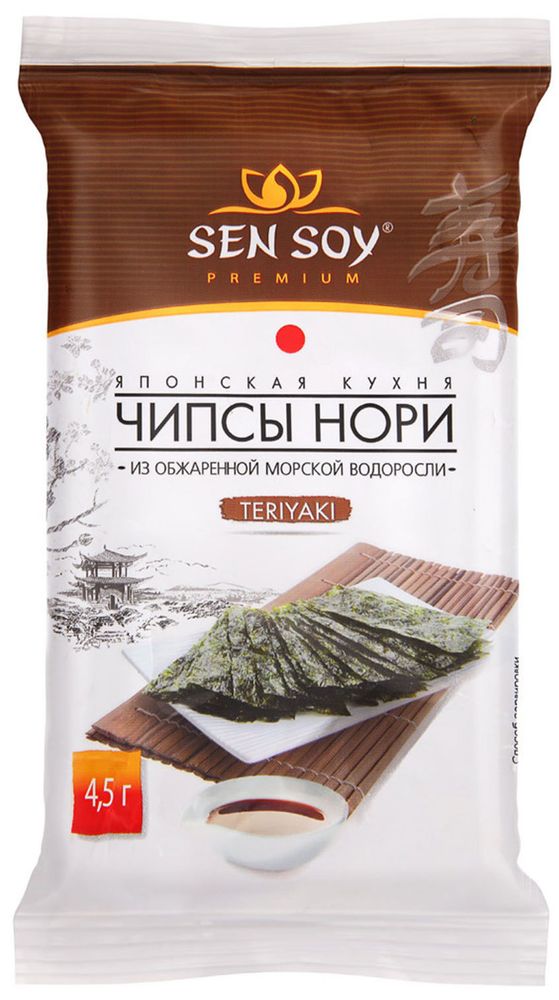 Чипсы Sen Soy Нори из морских водорослей Teriyaki, 4,5 г