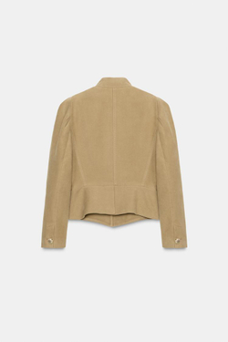 ZARA БЛЕЙЗЕР ИЗ ИСКУССТВЕННОЙ ЗАМШИ С ОБЪЕМНЫМИ ПЛЕЧАМИ, РЫЖЕВАТО-КОРИЧНЕВЫЙ