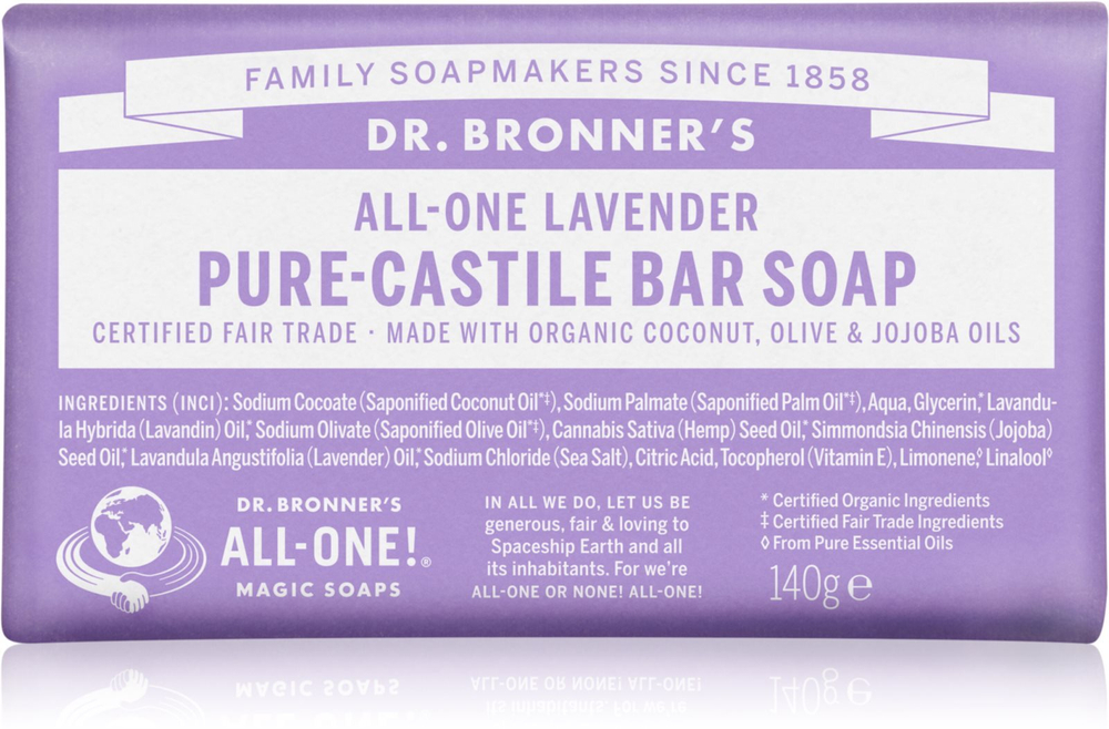 Dr. Bronner’s Lavender - кусковое мыло /   140  g  / GTIN 0018787231302