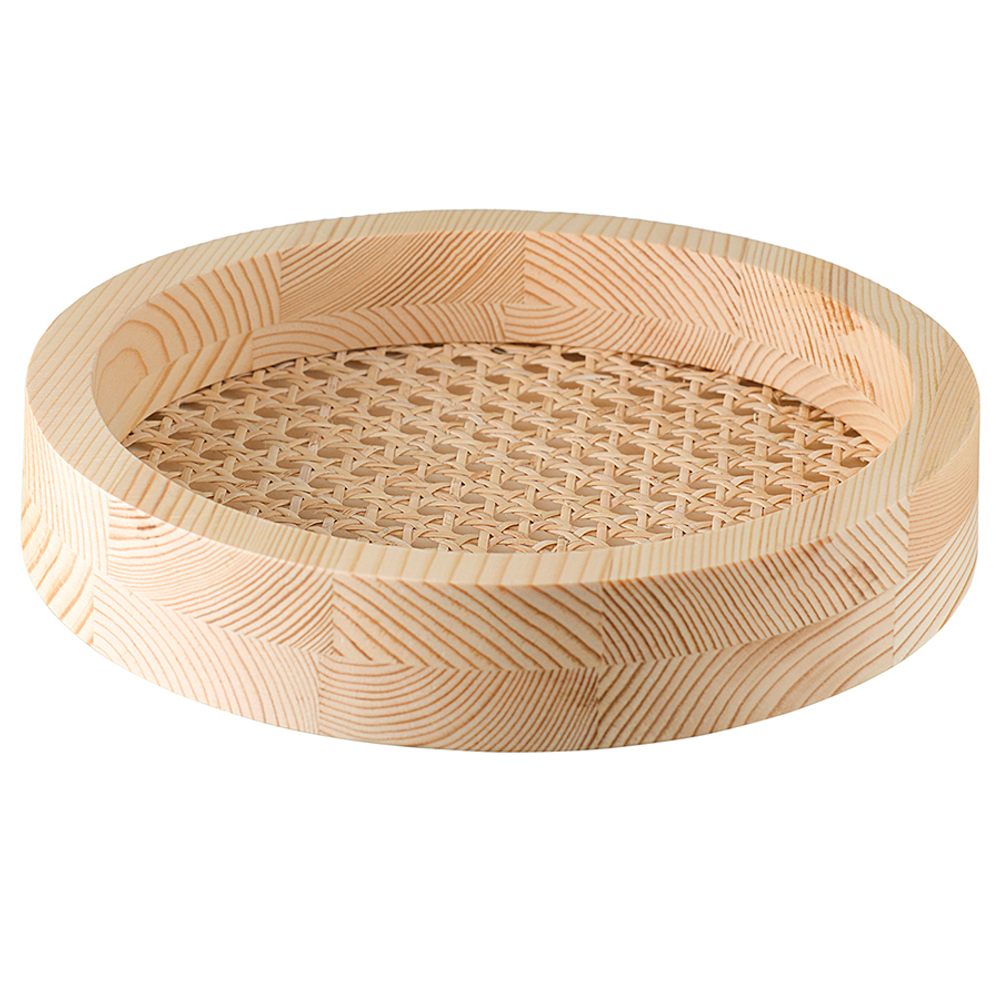 Блюдо круглое Woodnes из массива сосны и ротанга Ø23 см
