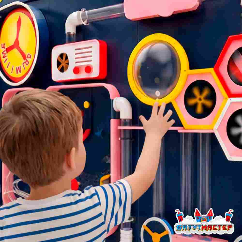 Детская интерактивная стена «Аэролаборатория», с пневмосистемой и лабиринтами