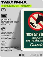 Табличка "Не кормите и не трогайте лошадей" на дверь и забор, для конюшни, фермы, деревни, 40х30 см, Silver Plane x Айдентика Технолоджи