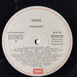 Винтажная виниловая пластинка LP Queen Innuendo (Spain 1991) The Show Must Go On