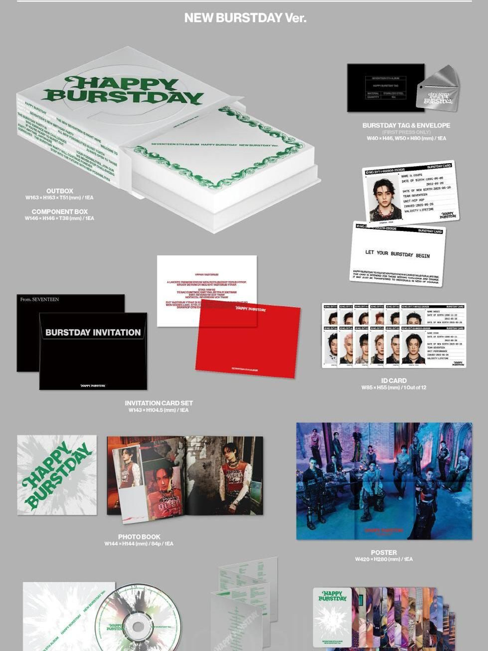 Альбом SEVENTEEN - HAPPY BURSTDAY 5th Album 3 Version SET