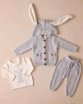 Зимний костюм-тройка Leoking с зайкой Голубой