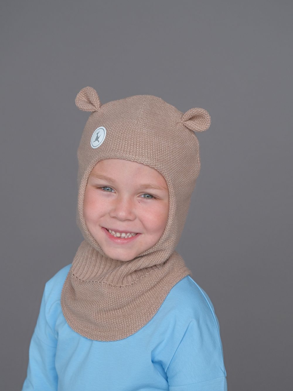 Шлем весенний/осенний вязаный (Бархатный беж) БЭМБИ