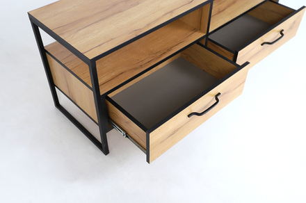 Тумба ТВ Ивару ВИРТОН-11, Дуб Крафт Золотой / Черный