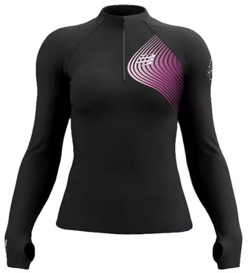 Женская теннисная футболка с длинным рукавом Compressport Winter Trail Postural Long Sleeve Top - magnet/magenta