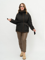 Куртка женская демисезонная двусторонняя с капюшоном стеганная эко замша большие размеры а