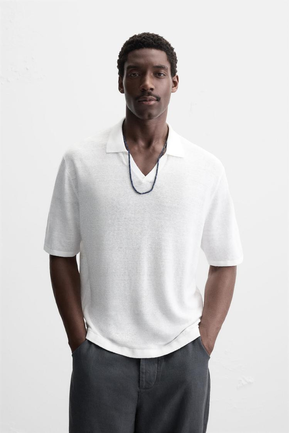 ZARA ПОЛО КЛАССИЧЕСКОГО КРОЯ, БЕЛЫЙ