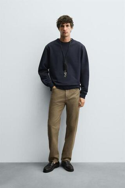 ZARA ХЛОПКОВЫЕ БРЮКИ REGULAR FIT, РЫЖЕВАТО-КОРИЧНЕВЫЙ