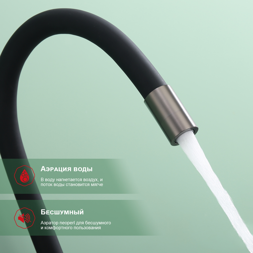 Смеситель для кухни с подключением фильтра Raglo R81.64.09, графит