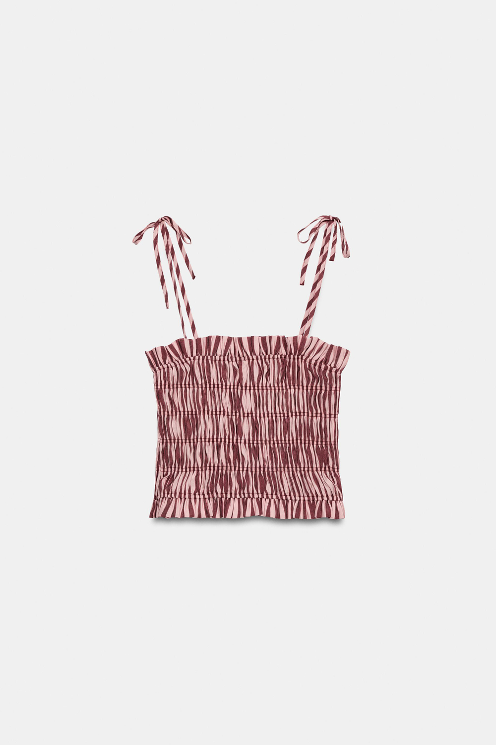 ZARA ТОП НА БРЕТЕЛЯХ СО СБОРКАМИ, ОТТЕНКИ РОЗОВОГО