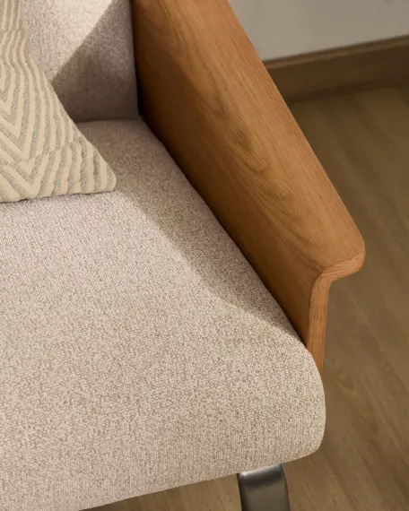 3-местный диван Amsen бежевый с подлокотниками из шпона дуба