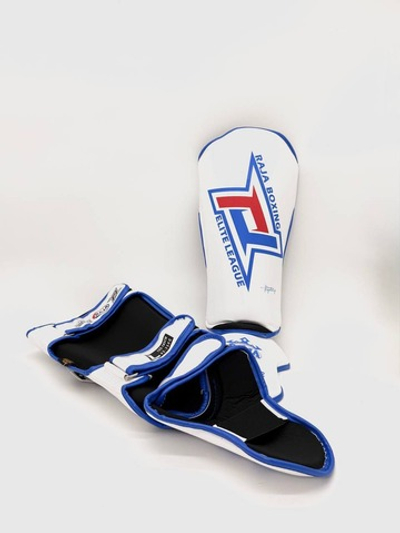 Защита голени Raja boxing, бело-синяя