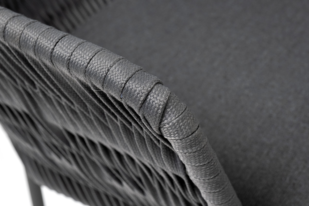 "Диего" обеденная группа на 4 персоны со стульями "Бордо" плетения колос, столешница "серый гранит"