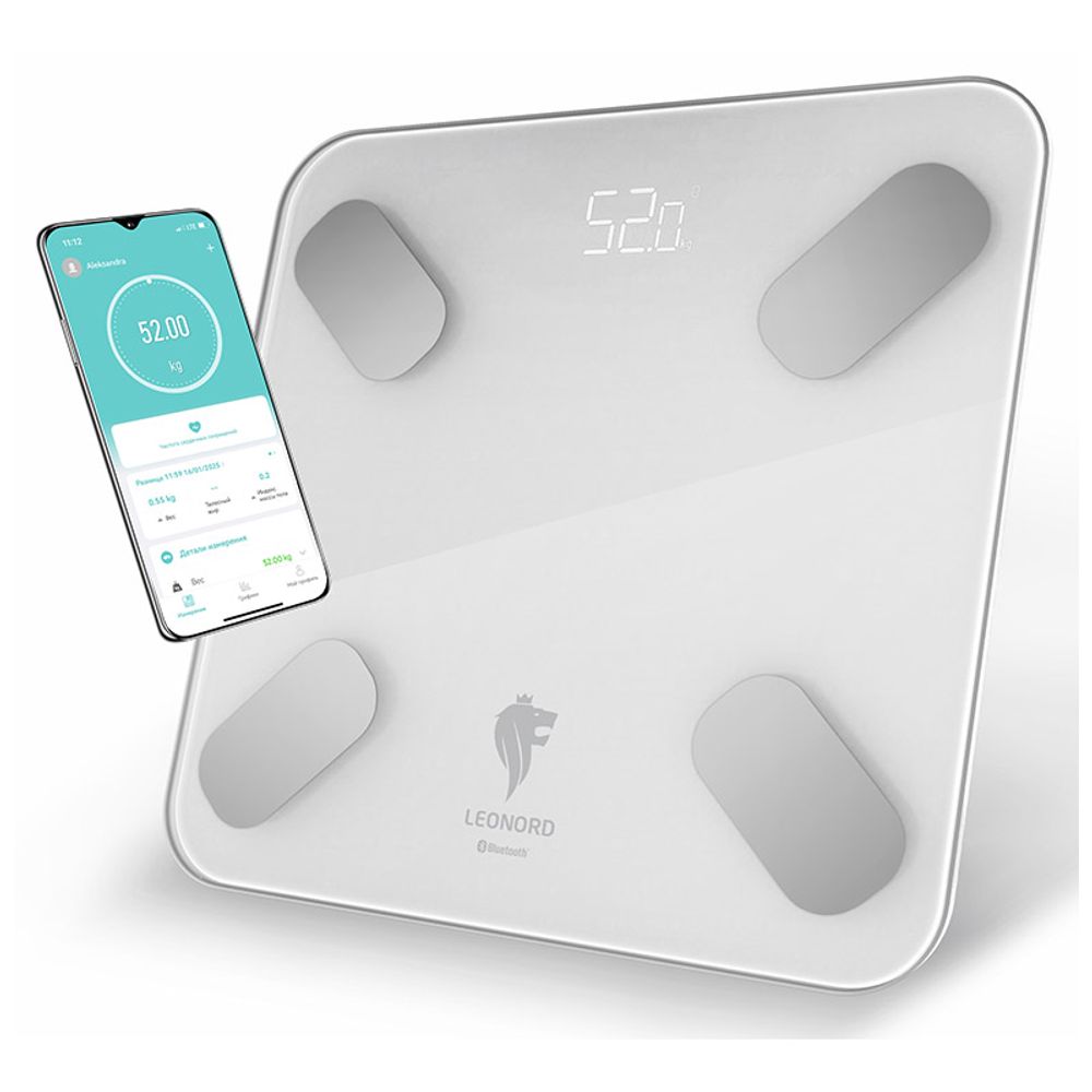 Весы напольные электронные LEONORD LE-1275 Bluetooth до 180 кг, дисплей, автоотключение