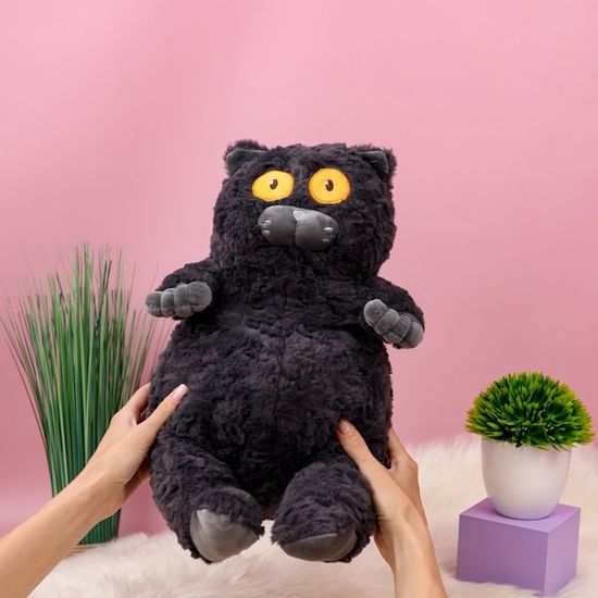 Мягкая игрушка "Смотрящий Кот", черный, 40 см