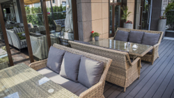 "Гляссе" диван трехместный из искусственного ротанга, цвет соломенный