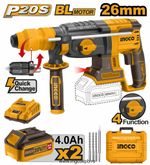 Аккумуляторный перфоратор BL 20В, 2,5Дж, 2хАКБ 4Ач и ЗУ SUPER INGCO CRHLI202289 INDUSTRIAL