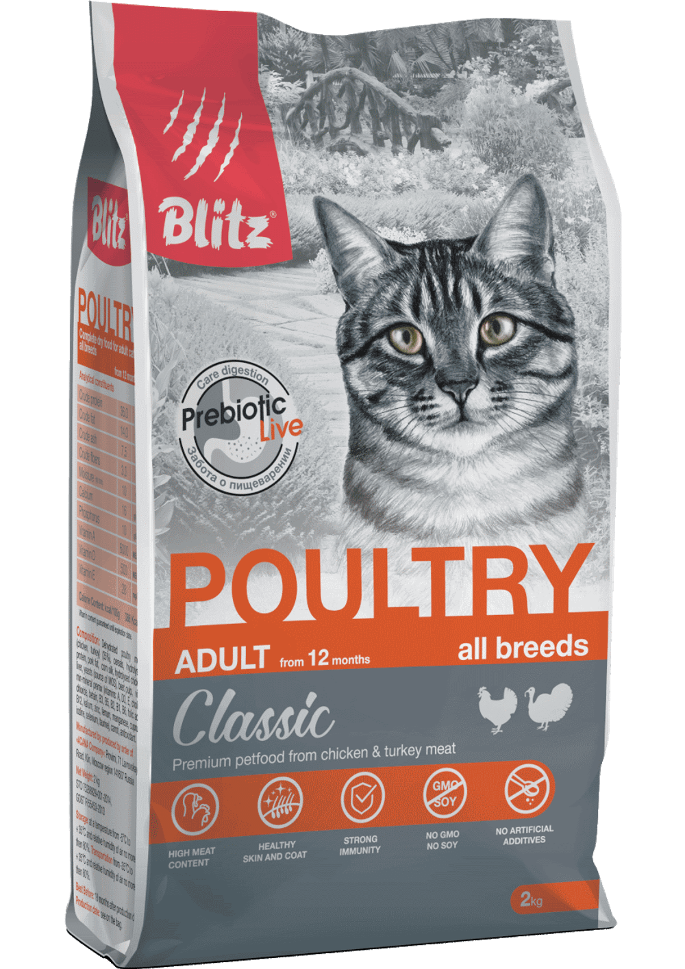Сухой корм для кошек Blitz Classic Poultry Adult Cat All Breeds Домашняя птица 2кг
