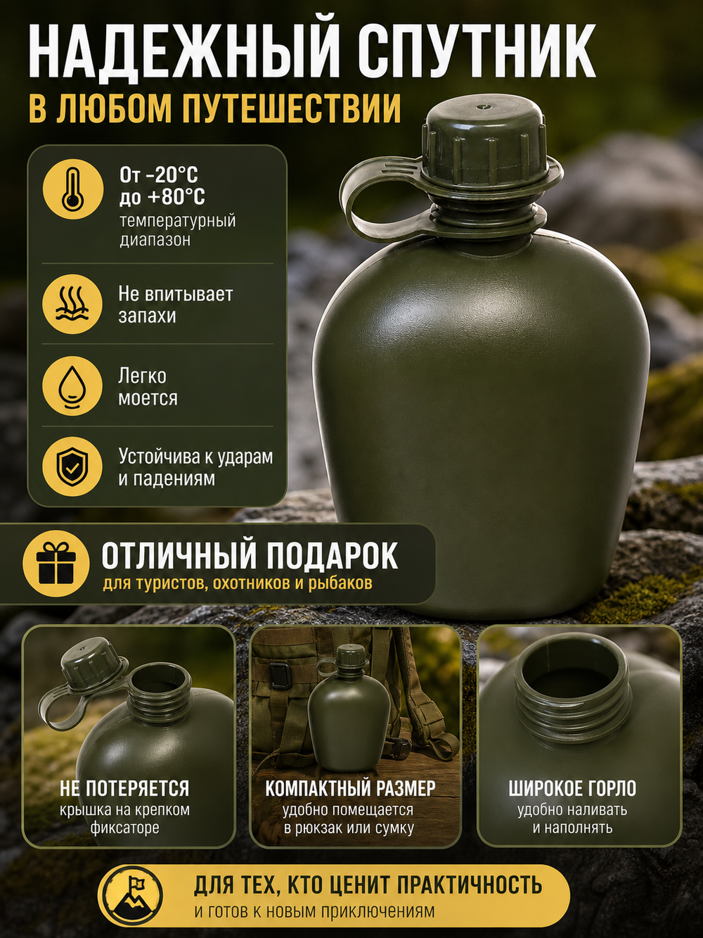 Фляга туристическая 0.7л Caps32