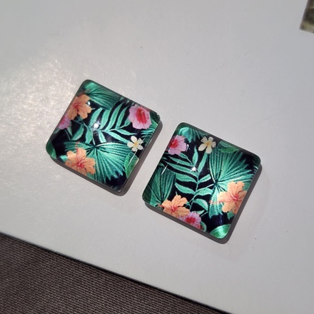 Принт, 12мм, квадрат, стеклянный кабошон