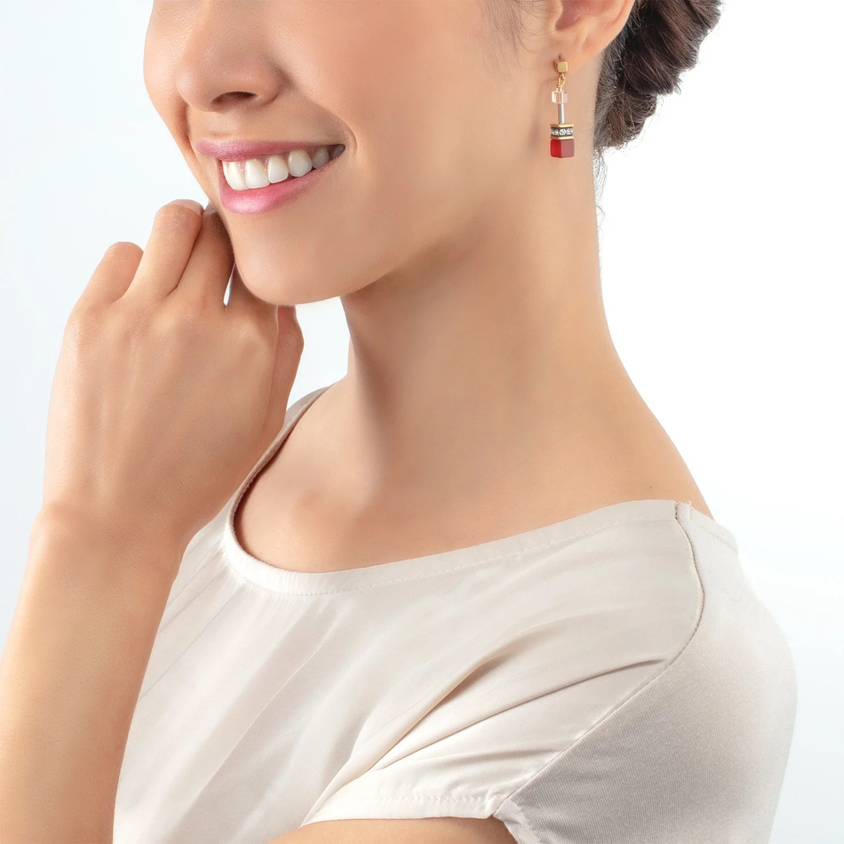 Серьги-пусеты Coeur de Lion Red-Beige 4905/21-0310