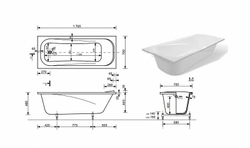 Ванна из литьевого мрамора Эстет Альфа 170х70 белая, ФР-00006565