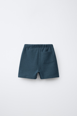 ZARA ОДНОТОННЫЕ ШОРТЫ ИЗ РЕЛЬЕФНОЙ ТКАНИ, ГЛУБОКИЙ СИНИЙ