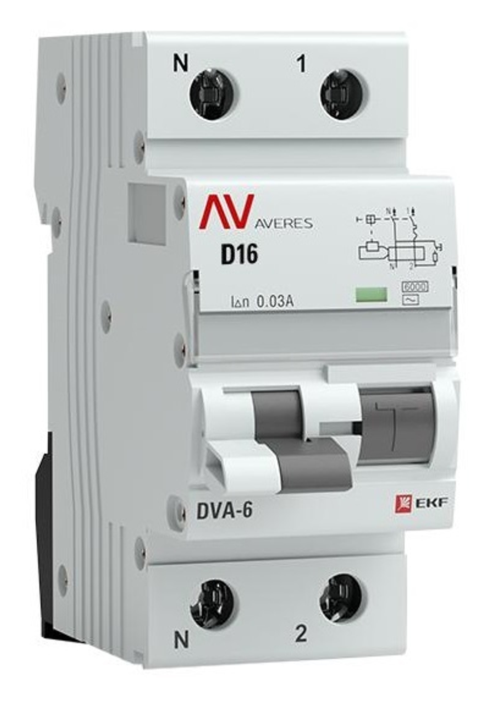 Автомат дифференциальный EKF rcbo6-1pn-16D-30-ac-av