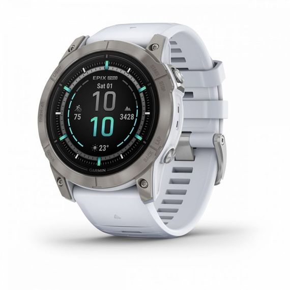 Garmin EPIX PRO Gen 2 Sapphire 51 мм — белый титановый DLC, белый ремешок