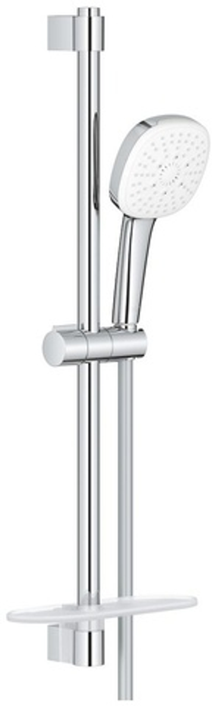 Душевой гарнитур GROHE Tempesta 110 Cube лейка 3 режима, штанга 600 мм, 13,5 л/мин, с полочкой (27929003)