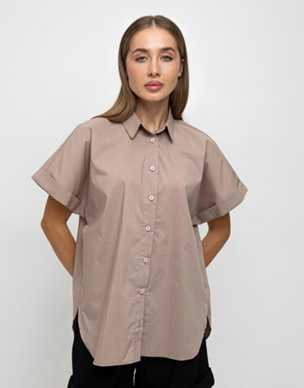 Рубашка с коротким рукавом, цвет бежевый