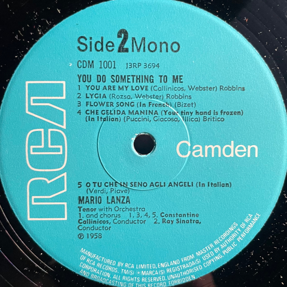 Mario Lanza ‎– You Do Something To Me (Англия)