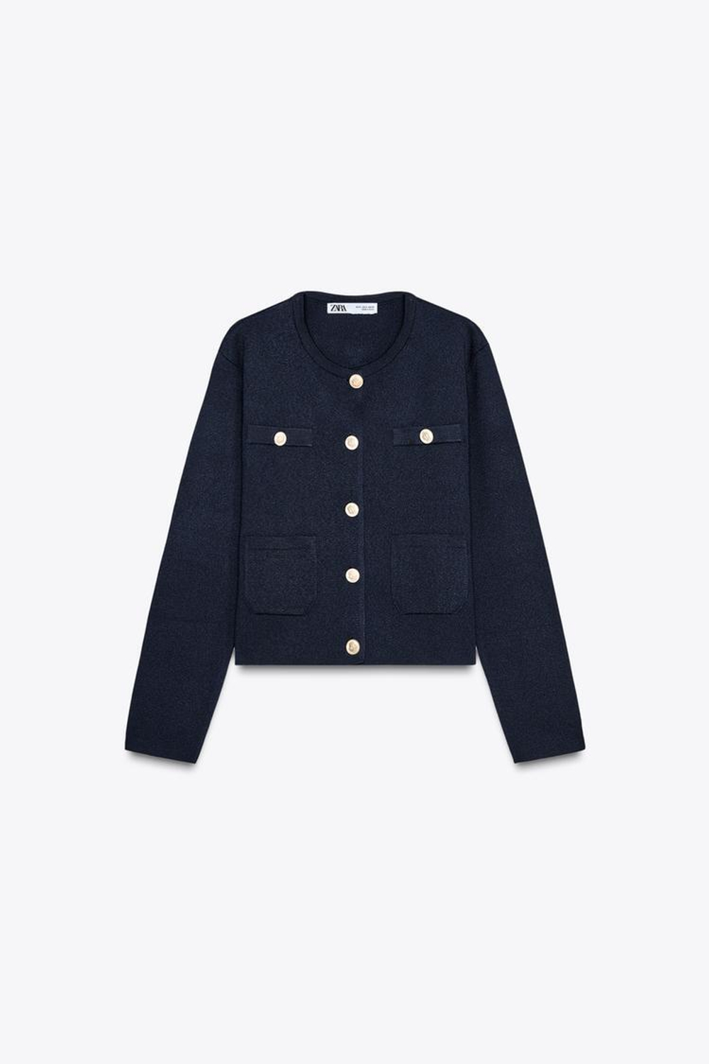 ZARA КАРДИГАН С ЗОЛОТИСТЫМИ ПУГОВИЦАМИ, МОРСКОЙ СИНИЙ