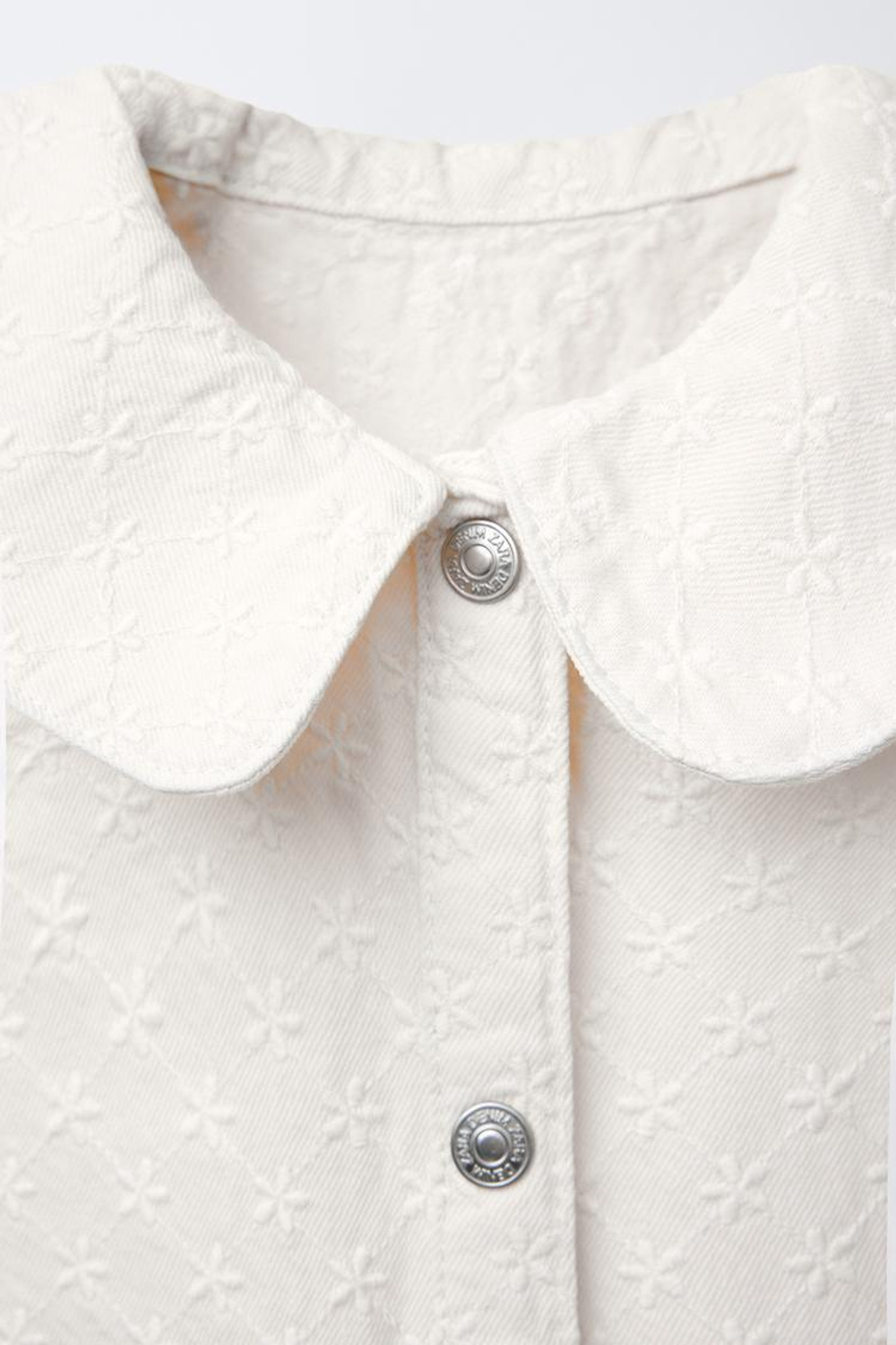 ZARA ПЛАТЬЕ ИЗ ТВИЛА С ЦВЕТОЧНОЙ ВЫШИВКОЙ, ЖЕЛТОВАТО-БЕЛЫЙ