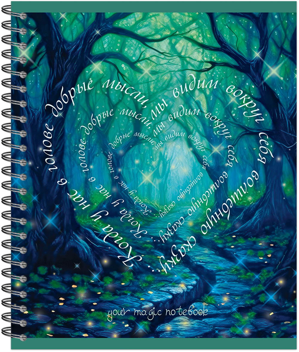 Тетрадь общая 48 л., YOUR MAGIC NOTEBOOK, обложка-мелов.картон+соффтач-лак, металлический гребень