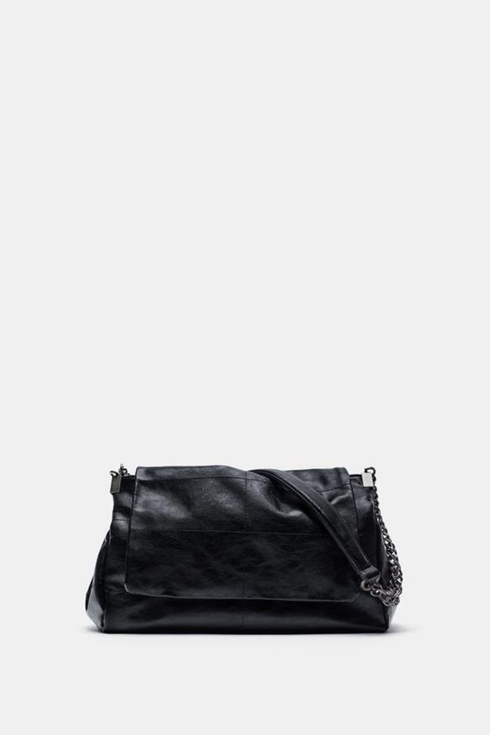 ZARA СУМКА ЧЕРЕЗ ПЛЕЧО С КЛАПАНОМ, ЧЕРНЫЙ