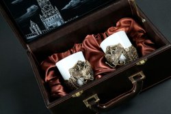 Набор чашек для кофе "Герб РФ" 2шт. в подарочном кейсе с художественным оформлением