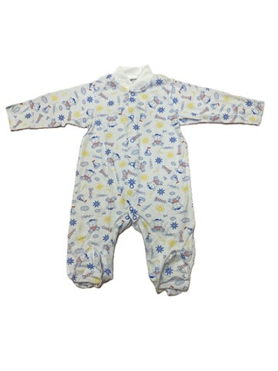 Комбинезон с закрытой ножкой на кнопках из кулирки (100% хлопок) с антицарапками и швами наружу на рост 62 см