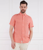 Льняная рубашка PIGMENT DYED LINEN RF SHIRT S/S Tommy Hilfiger - коралловый(MW0MW30916)