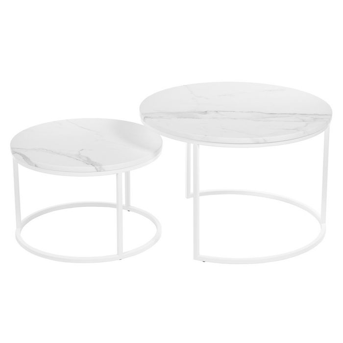 Набор кофейных столиков Tango белый мрамор с белыми ножками, 2шт Bradex Home RF 0351