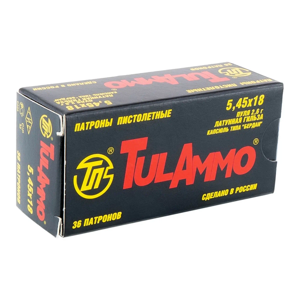 Патрон 5,45х18 ТПЗ оболочка Tulammo 2,6г/40gr, коробка 36 шт.