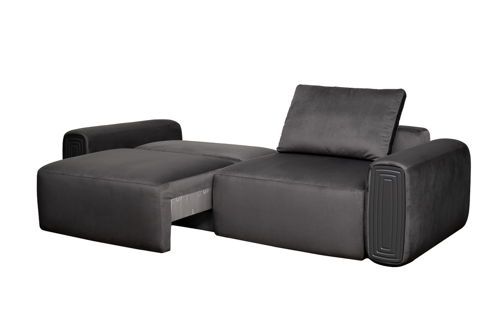 Диван Garda Decor трехместный Турин (Turin)(2 секции) с мех т.серый велюр Colt1003 255*120**68 см