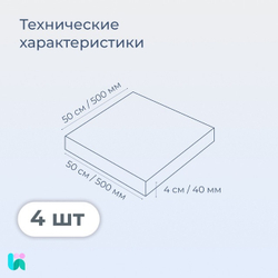 Поролон мебельный ST3040 для стульев, 4шт, 4х50х50 см