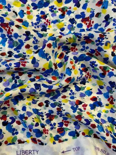 Шелк Liberty белый с разноцветным акварельным принтом "Rhapsody"